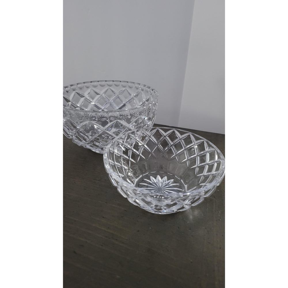 Vintage Heavy Cut‎ Diamond Crystal Bowl set - Picture 4 of 9